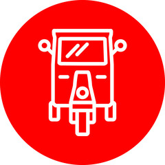 Auto Rickshaw Vector Line White Circle Red