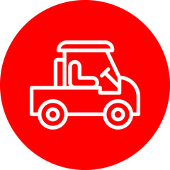 Golf cart Vector Line White Circle Red