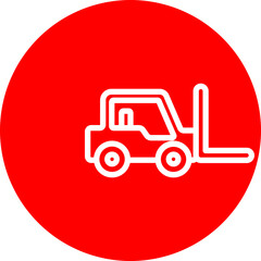 Forklift Vector Line White Circle Red