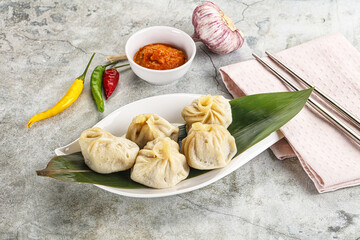 Chinese traditional steamed dumpligs momo