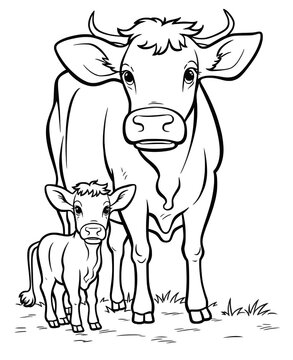 recommend clip art: Cute cow cartoon coloring page illustration vector. For kids coloring book. cute cow colouring book image cartoon