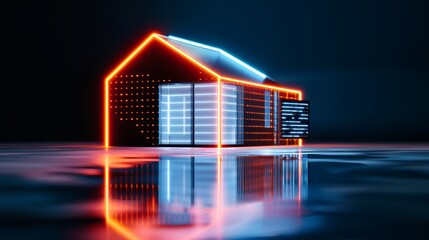 Futuristic house with AI foreclosure notice, result of bankruptcy