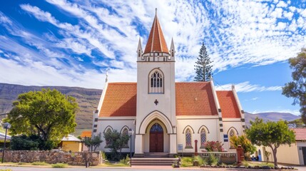Fototapeta premium Traditional American white church in the countryside