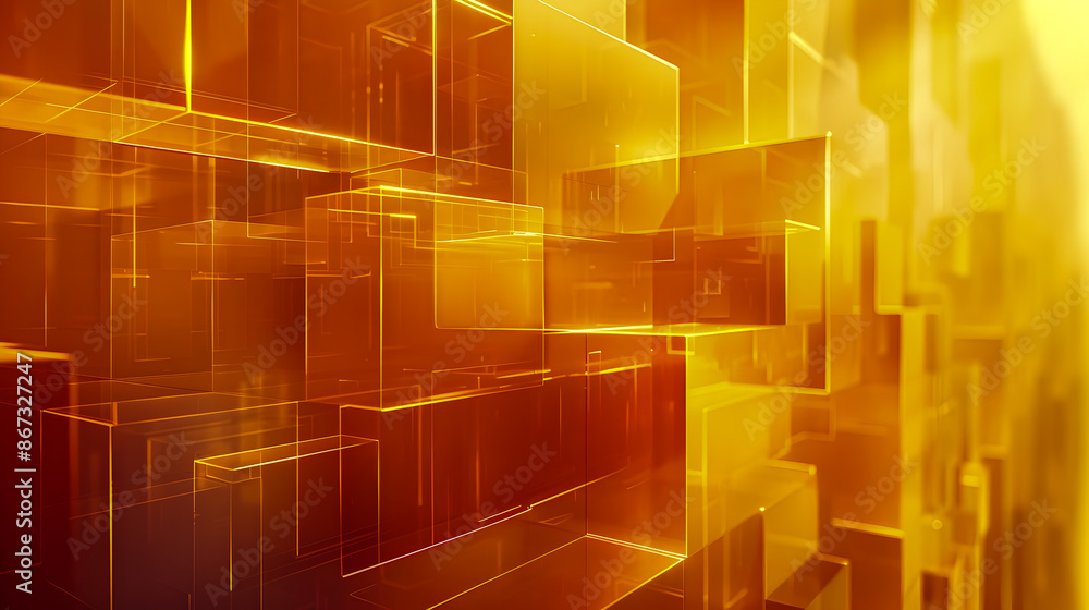 Poster mesmerizing abstract digital geometry with ethereal lighting and holographic textures
