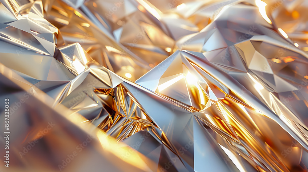 Poster gilded digital environment with precise angular shapes and sleek modern aesthetic