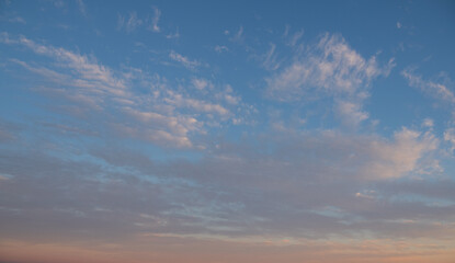 Blue sky after rain,. Beautiful Cumulus clouds flying across the sky,