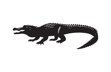 Naklejka premium vector silhouette illustration of crocodile on white background