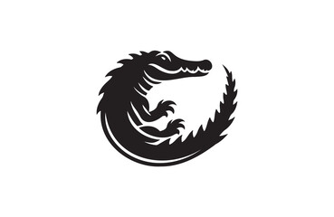 Naklejka premium vector silhouette illustration of crocodile on white background