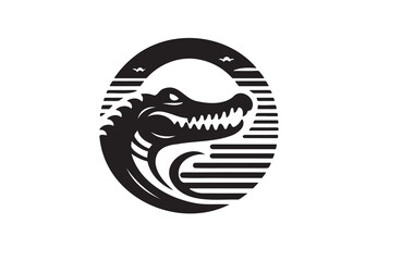 Obraz premium vector silhouette illustration of crocodile on white background