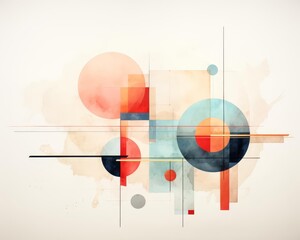 Abstract geometry with minimalism, flat design, top view, modern theme, cartoon drawing, colored pastel