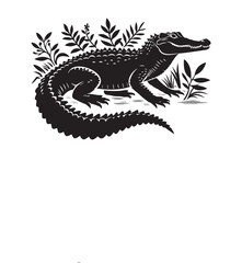 Naklejka premium vector silhouette illustration of crocodile on white background