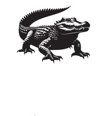 Fototapeta premium vector silhouette illustration of crocodile on white background