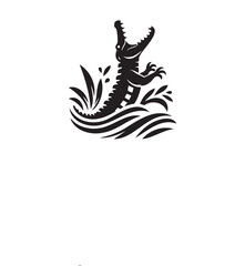 Fototapeta premium vector silhouette illustration of crocodile on white background