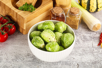 Brussels sprout cabbage in the bowl