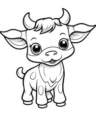 Naklejka premium Cute cow cartoon coloring page illustration vector. For kids coloring book. cute cow colouring book image cartoon