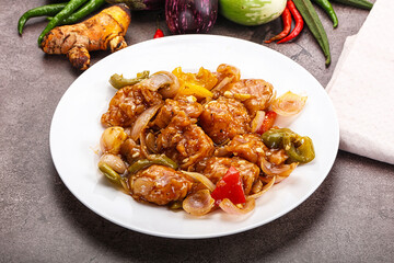 Chinese cuisine - prawn with chili sauce