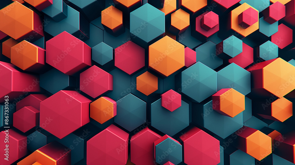 Wall mural colorful hexagon concept as background - Wall murals