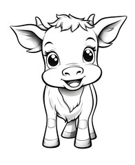 Obraz premium Cute cow cartoon coloring page illustration vector. For kids coloring book. cute cow colouring book image cartoon