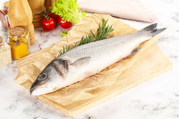 Raw seabass fish for cooking