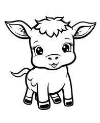 Cute cow cartoon coloring page illustration vector. For kids coloring book. cute cow colouring book image cartoon