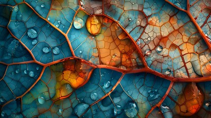 Intricate network of micron-scale veins within a leaf.