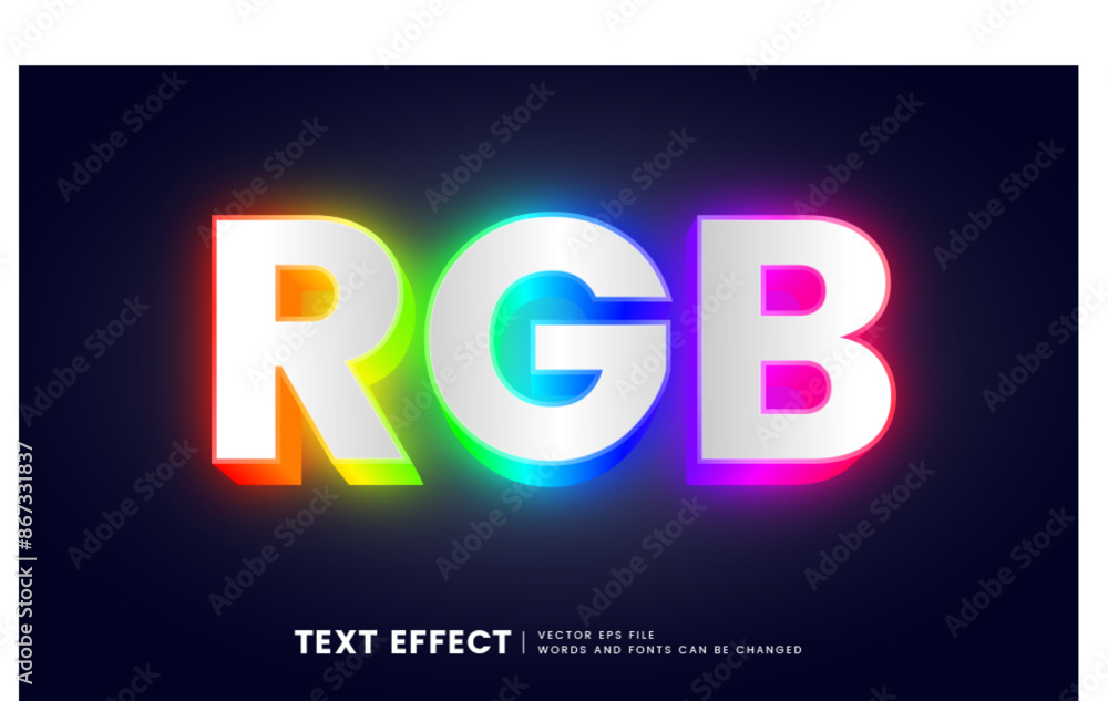 Poster 3d rgb text effect. editable neon font style perfect for heading, title or design element