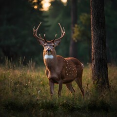 Fototapeta premium Deer in the Wild , Portrait Of a Innocent Deer