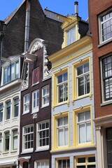 Amsterdam Kerkstraat Old House Facades Close Up, Netherlands