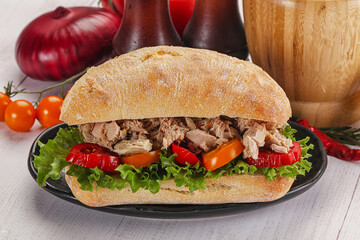 Ciabatta with canned tuna sandwich