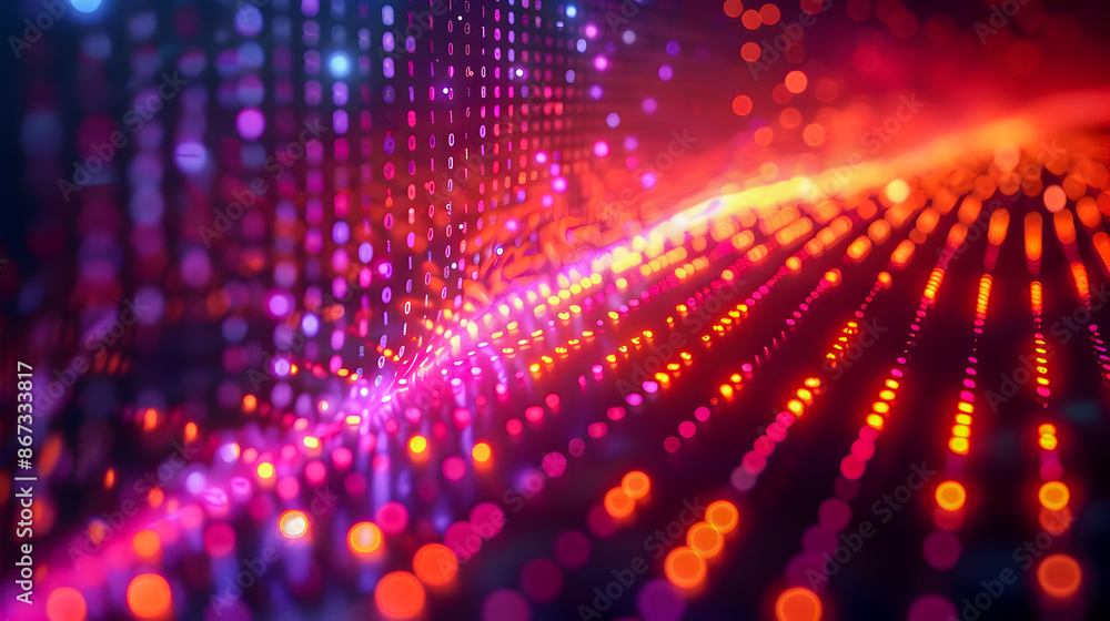 Leinwandbilder striking abstract binary code design with intersecting luminous fuchsia and amber lines clean and mo