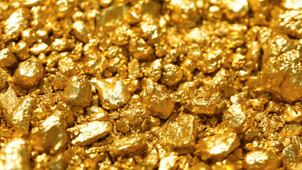 Close up of gold nuggets