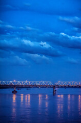 Chuong Duong Bridge in Blue light at the end of the day