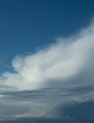 Blue sky. Beautiful Cumulus clouds flying across the sky,