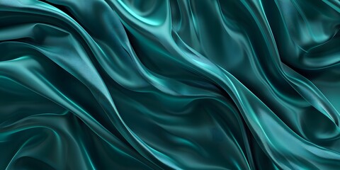Fototapeta premium Silky Waves in Dark Blue and Green: Luxury Fabric Art