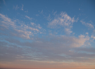 Obraz premium Blue sky after rain,. Beautiful Cumulus clouds flying across the sky,