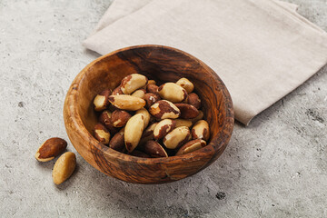 Brazil nut kernel in the bowl