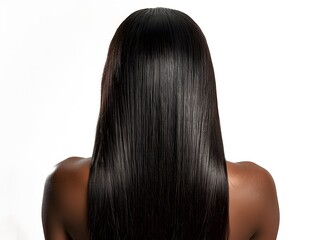 Naklejka premium Elegant African Woman with Straight Hair on White Background