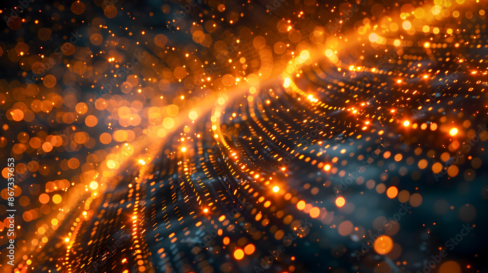 Aufkleber swirling luminous binary data tapestry against minimalist backdrop