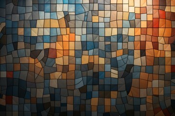 Fototapeta premium Mosaic Tiles Material Structure Background - Generative AI