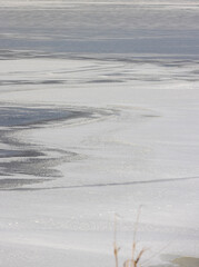 an ice-covered river in winter