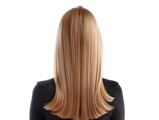 Naklejka premium Blonde Woman with Straight Hair on White Background