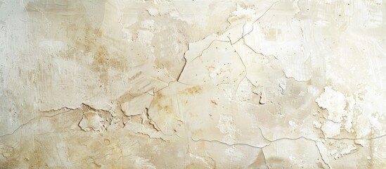 Texture of an aged concrete wall: A polished, clean surface with a vintage cracked stone appearance in creamy natural tones. Complementing an antique grunge loft style in construction and design work.