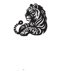 Fototapeta premium vector silhouette illustration of a tiger on white background
