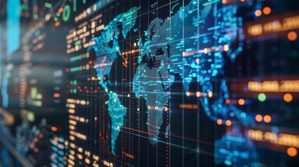 Global Logistics Network Displayed on Computer Screen for Commercial Use