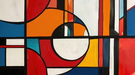 Fototapeta premium Dynamic Minimalist Abstract Art with Striking Lines and Contrasting Colors