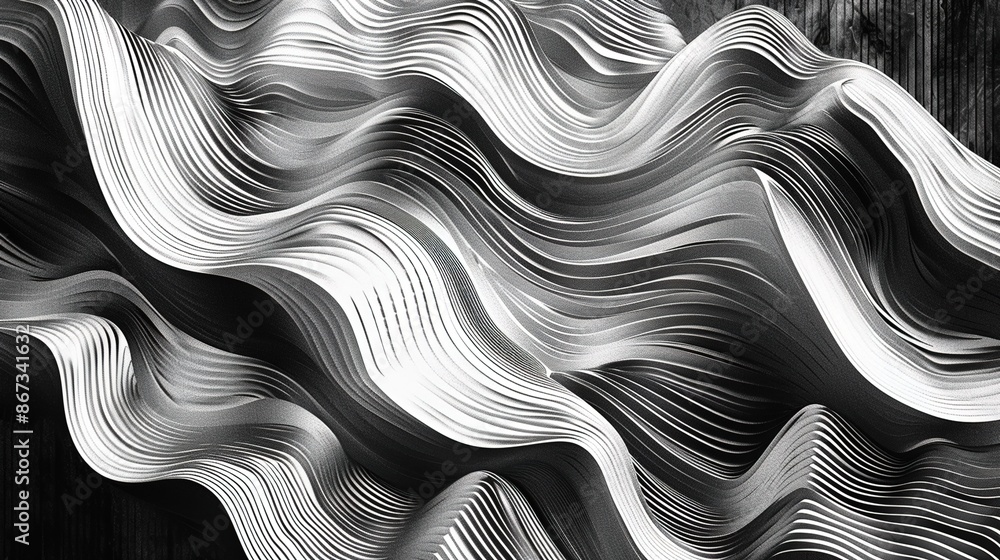 Poster intricate monochromatic abstract line patterns unveiled in artistic display