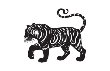 vector silhouette illustration of a tiger on white background