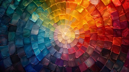 An artistic representation of the color wheel, with each segment smoothly transitioning into the next, showcasing the principles of color theory and blending in a visually appealin