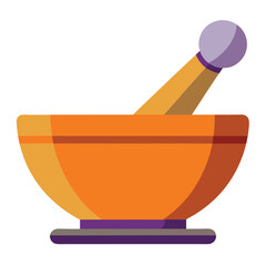 mortar and pestle kitchen tool, mortar and pestle cooking icon.