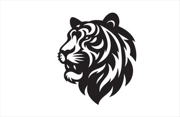 vector silhouette illustration of a tiger on white background